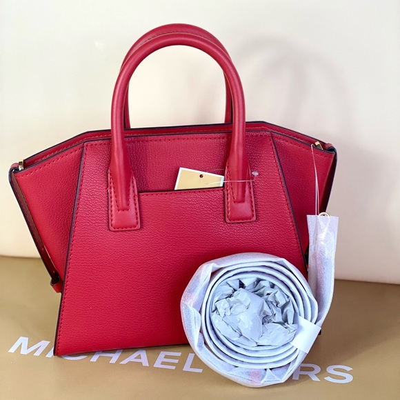 Michael Kors Small Avril Satchel Crossbody Red - Picture 6 of 9